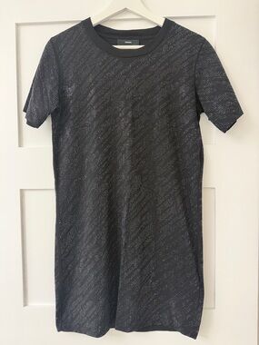 Diesel Black Mini Dress with Subtle Dot Pattern